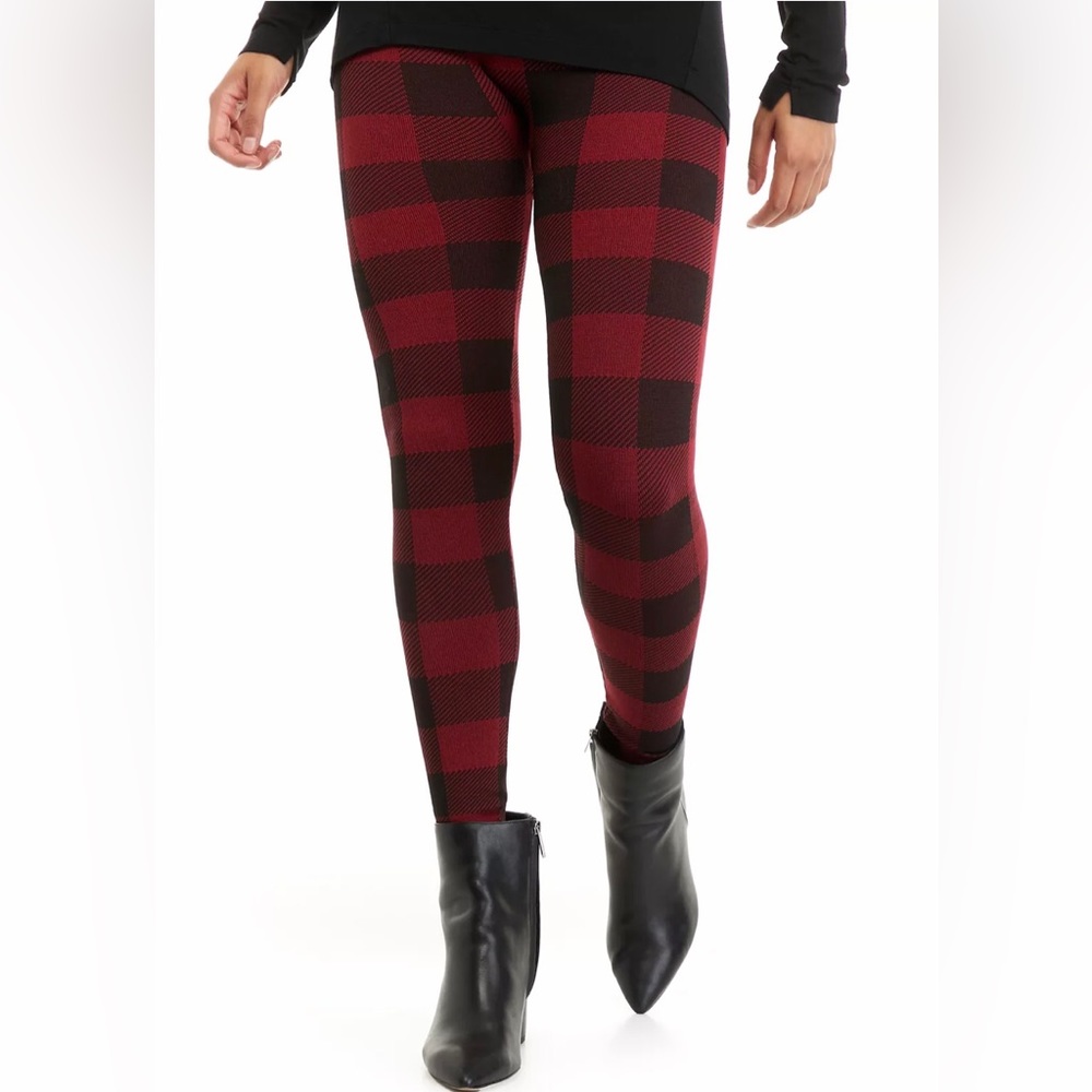 NWT Jacquard Leggings Pomegranate Buffalo Check-Size Large